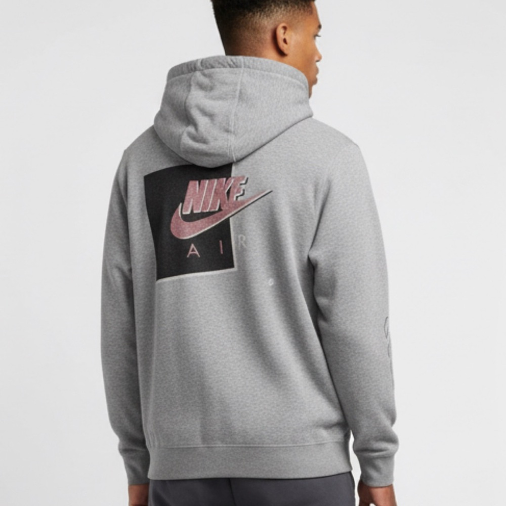 NIKE Air Jordan Hoodie XL Gray Center Swoosh Y2K Retro Streetwear Vintage Skater